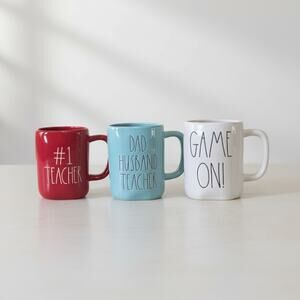 Rae Dunn Coffee Mug 3 Colors Red Blue White Patriotic Giftable Teacher Sport Dad